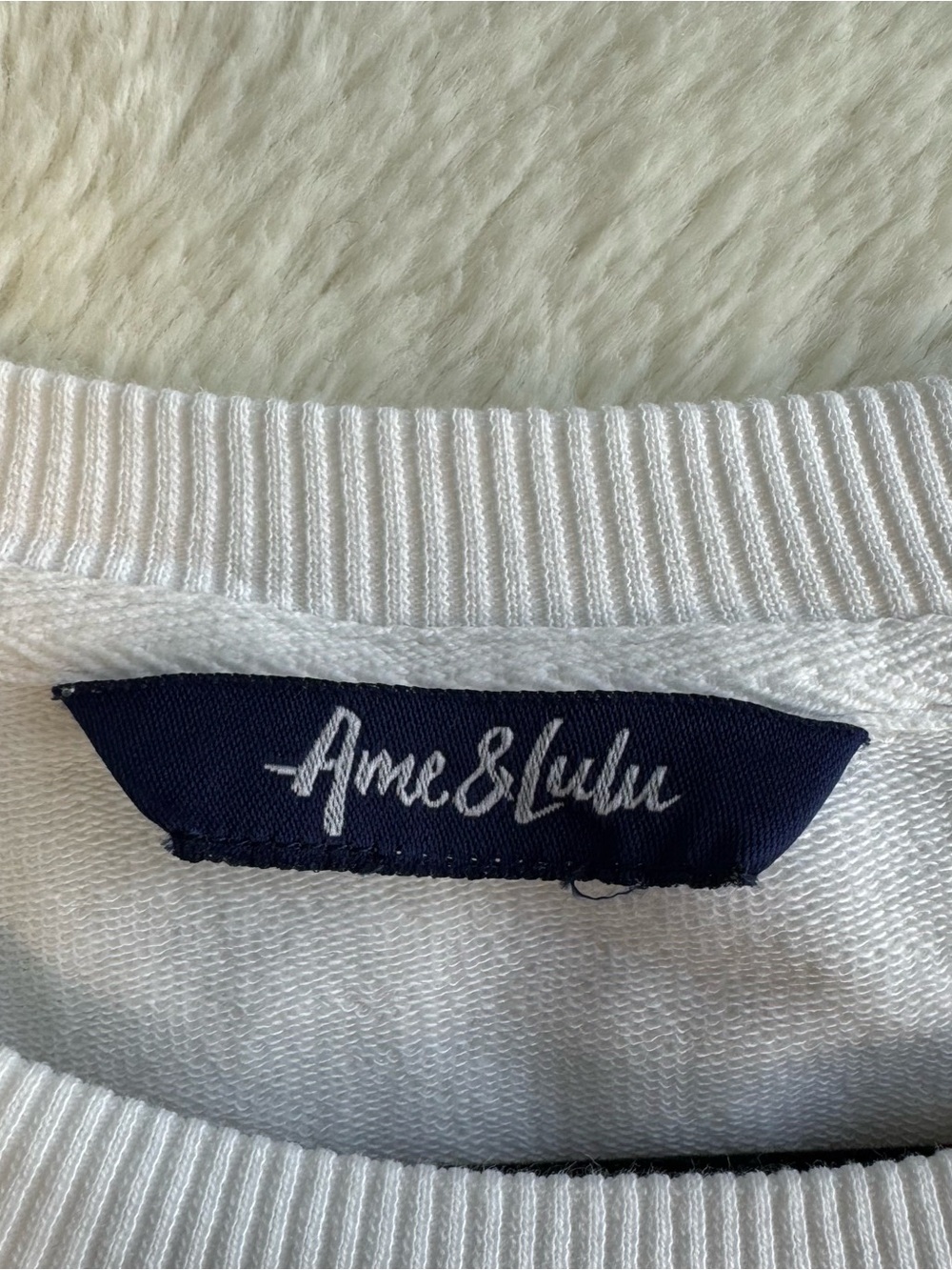 Ame & Lulu Tennis Sweatshirt Women's Large White Cotton Athleisure Preppy - Picture 3 of 9